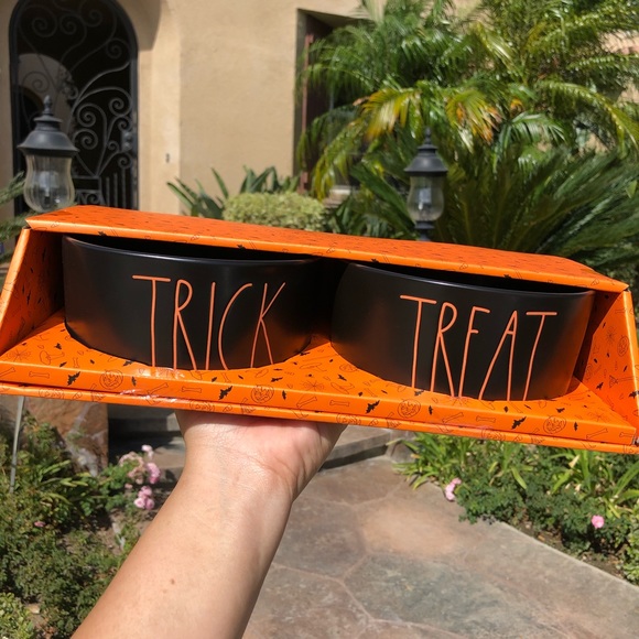 Rae Dunn Other - Rae Dunn trick treat Halloween dog bowls